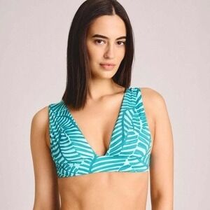 Women's Bikini Top by Vitamin A Longline Jade Print Size XL New With Tags